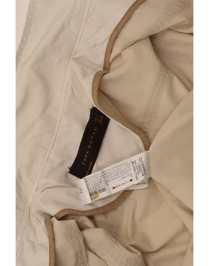 Zara Mujer Chaqueta Utilitaria UK 44 Grande Poliéster Blanco Roto