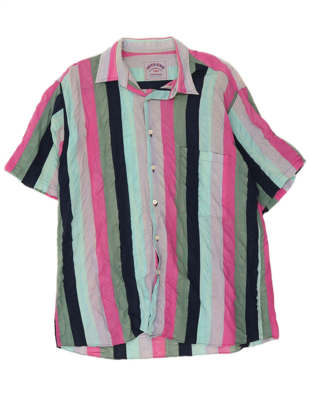 Camisa de manga corta Weekend para hombre, mediana, multicolor, a rayas