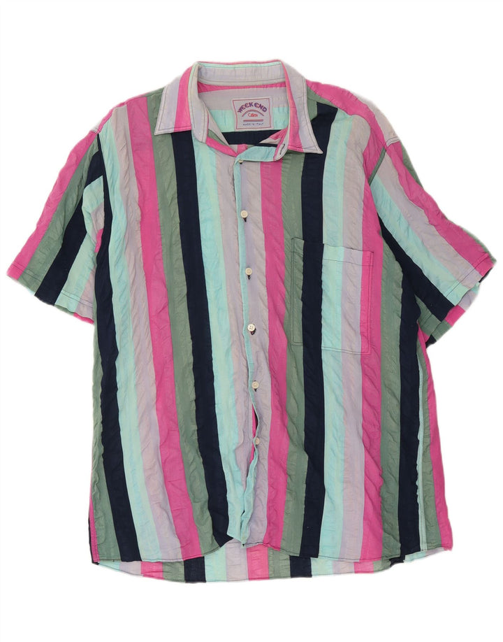 Camisa de manga corta Weekend para hombre, mediana, multicolor, a rayas
