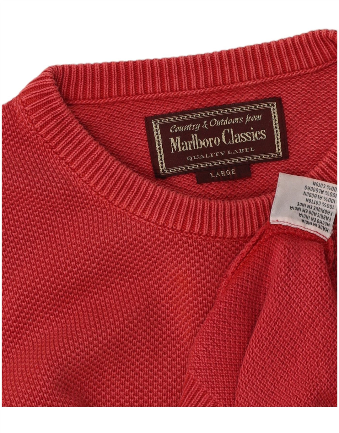 MARLBORO CLASSICS Jersey con cuello barco para hombre, talla grande, algodón rojo
