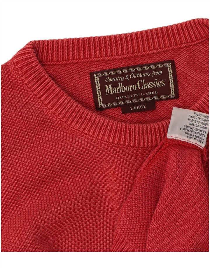 MARLBORO CLASSICS Jersey con cuello barco para hombre, talla grande, algodón rojo