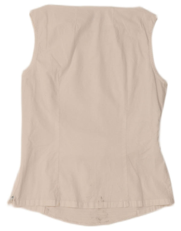 NARACAMICIE Blusa sin mangas para mujer UK 8 Small White Pinstripe Cotton