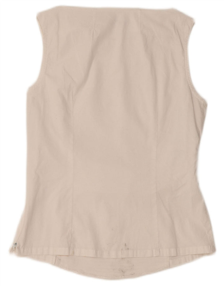 NARACAMICIE Blusa sin mangas para mujer UK 8 Small White Pinstripe Cotton