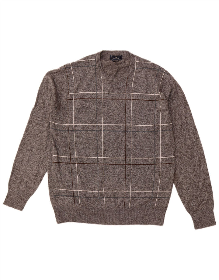 DOCKERS Suéter De Cuello Redondo Para Hombre Acrílico A Cuadros Gris Medio