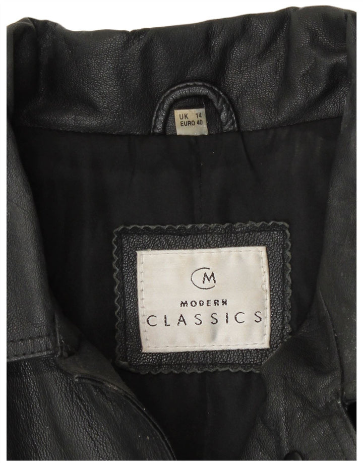 Modern Classics Chaqueta de cuero holgada para mujer UK 44 Cuero negro mediano