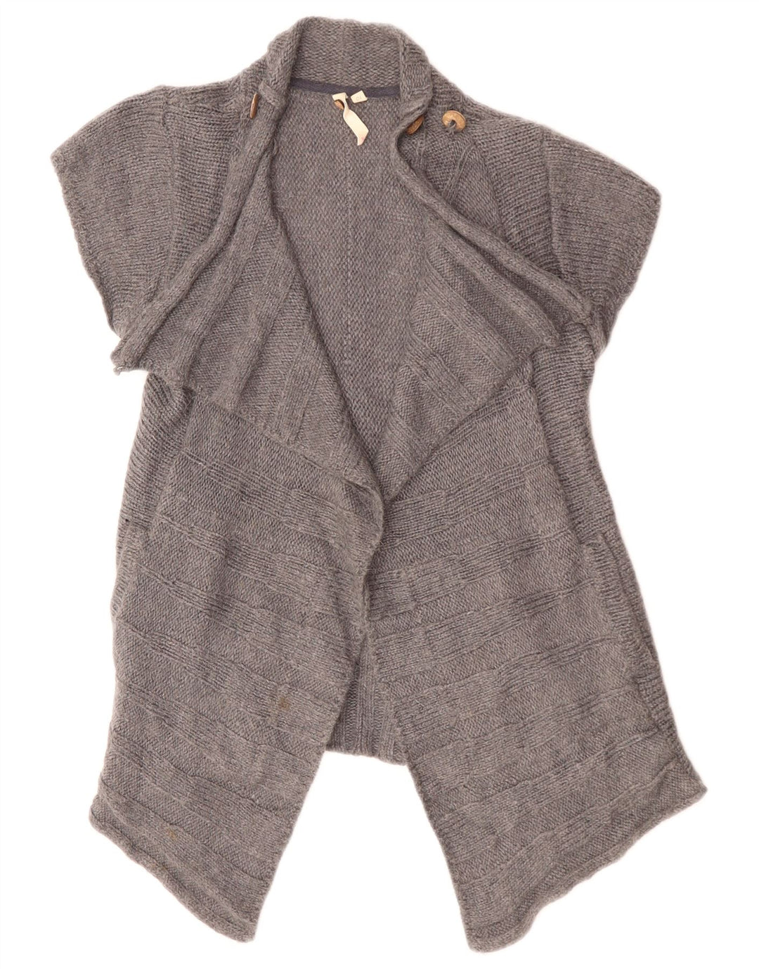 White Stuff Cárdigan abierto de manga corta para mujer, talla 40, talla pequeña, lana gris