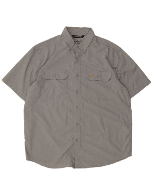 CARHARTT Camisa de manga corta de ajuste relajado para hombre XL Poliéster gris