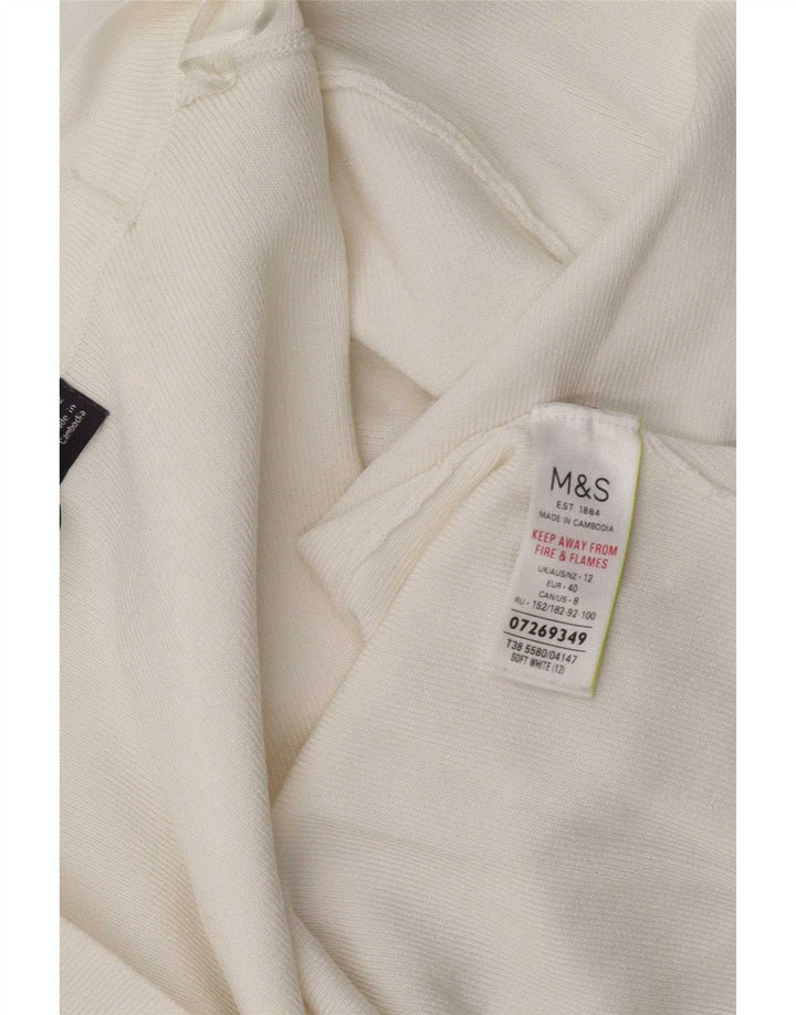 Marks & Spencer Suéter tipo cárdigan abierto para mujer UK 40 Viscosa blanca mediana