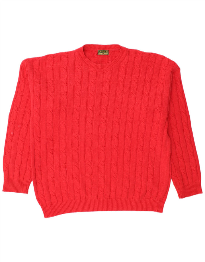 CONTE MASSIMO Jersey de cuello redondo para hombre XL Algodón rojo