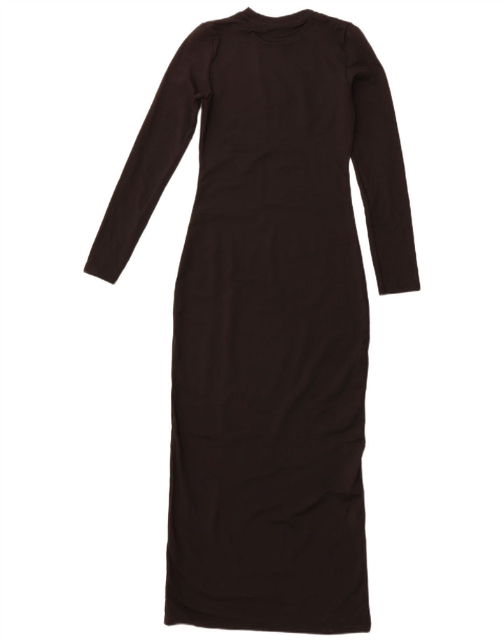 ZARA Mujer Maxi Vestido De Manga Larga UK 42 Mediano Negro
