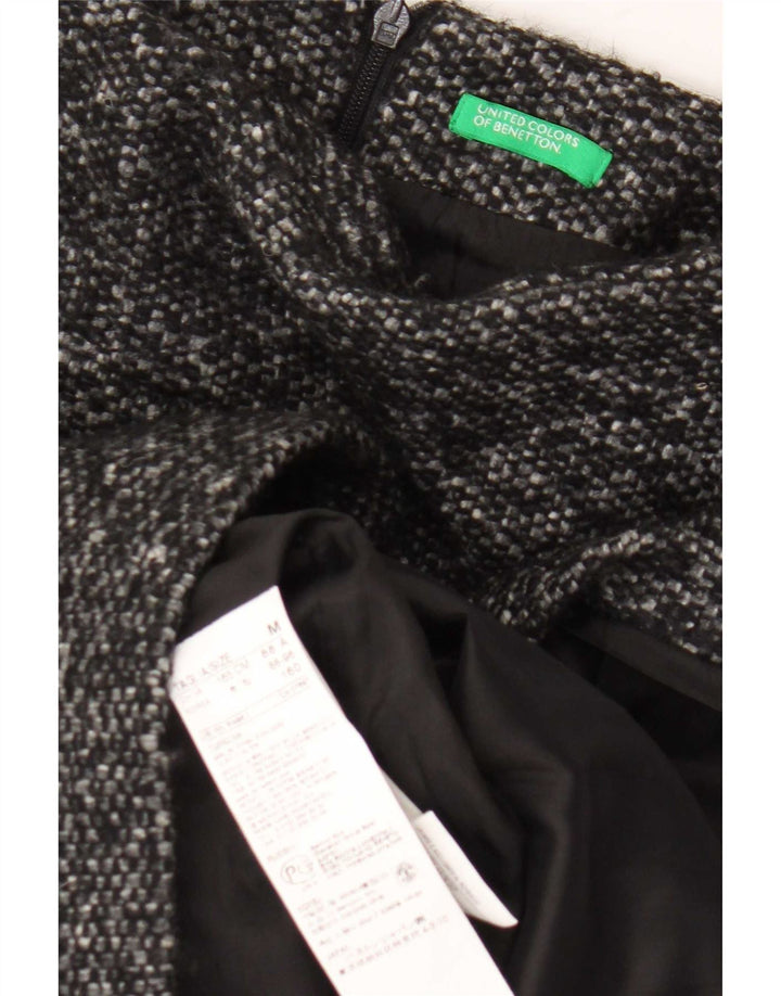 Benetton Vestido Recto Mujer UK 44 Lana Virgen Moteada Gris Medio