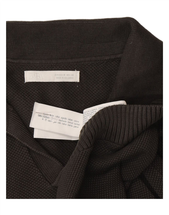Zara Hombre Jersey De Manga Corta Con Cuello Polo De Algodón Gris Medio