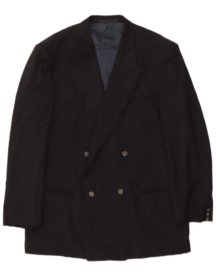 Vintage hombres doble pecho chaqueta blazer IT 54 2XL lana negra