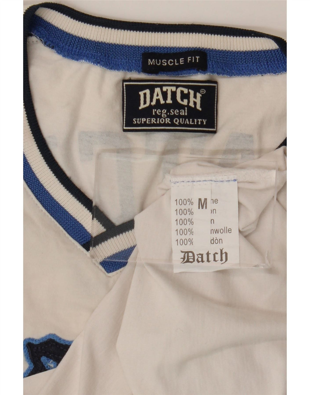 Datch Mens Muscle Graphic Top manga larga UK 42 Medium White Colourblock