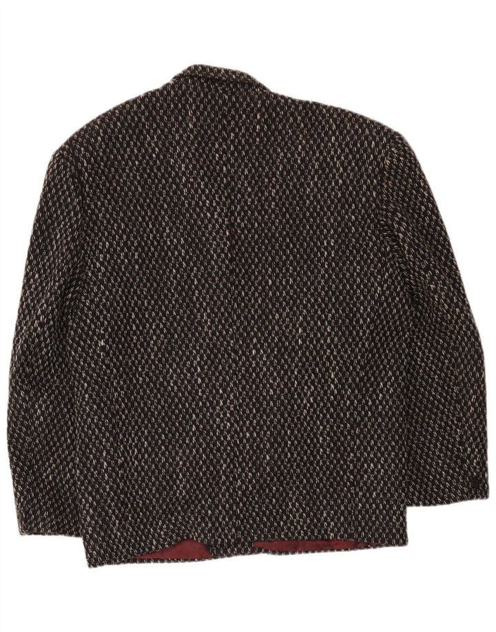 Chaqueta tipo blazer de 1 botón para hombre Manhattan UK 40 Large Black Check Wool