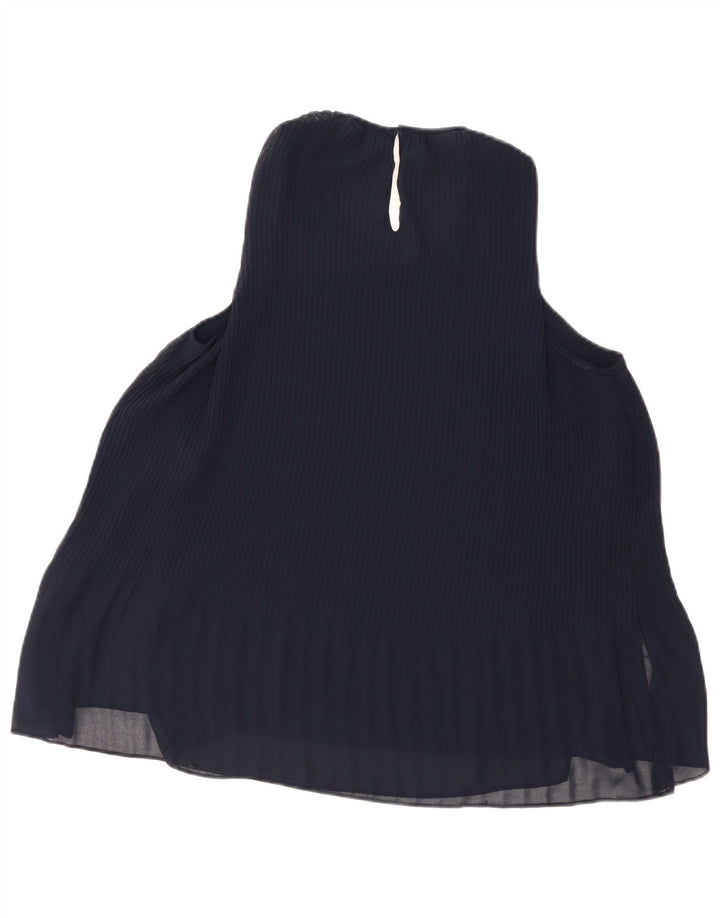 Zara Mujer Blusa Sin Mangas Top UK 10 Small Azul Marino