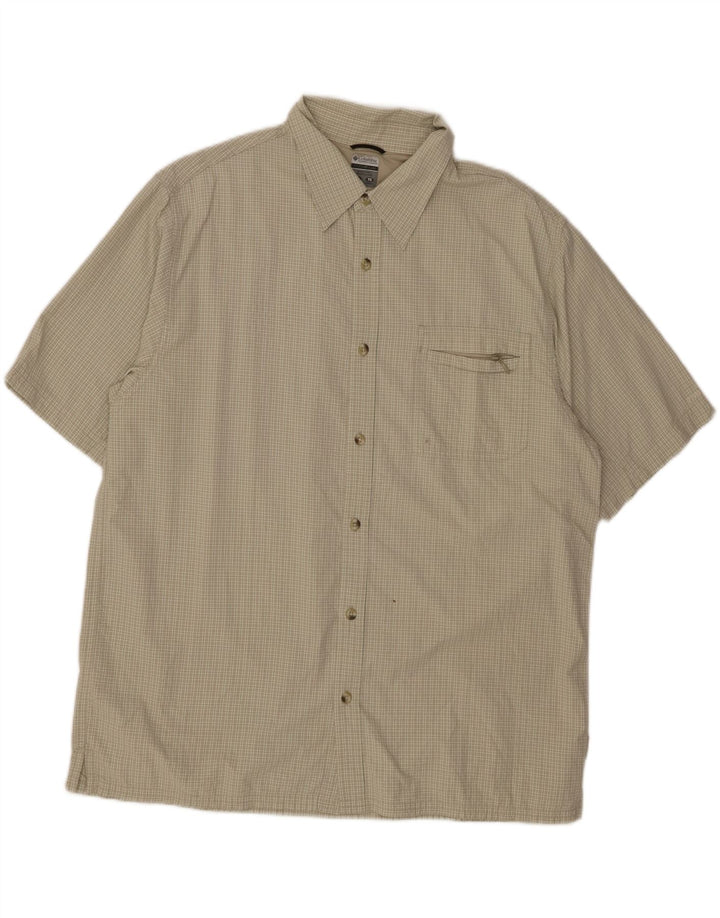 Camisa COLUMBIA Hombre Titanio Manga Corta XL Nylon Cuadros Verdes