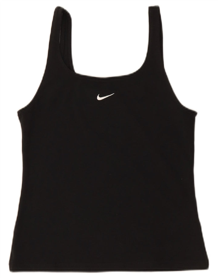 NIKE Top corto de tirantes para mujer UK 12 Medium Black Cotton