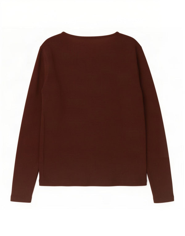 Zara Mujer Top Manga Larga UK 44 Grande Algodón Marrón