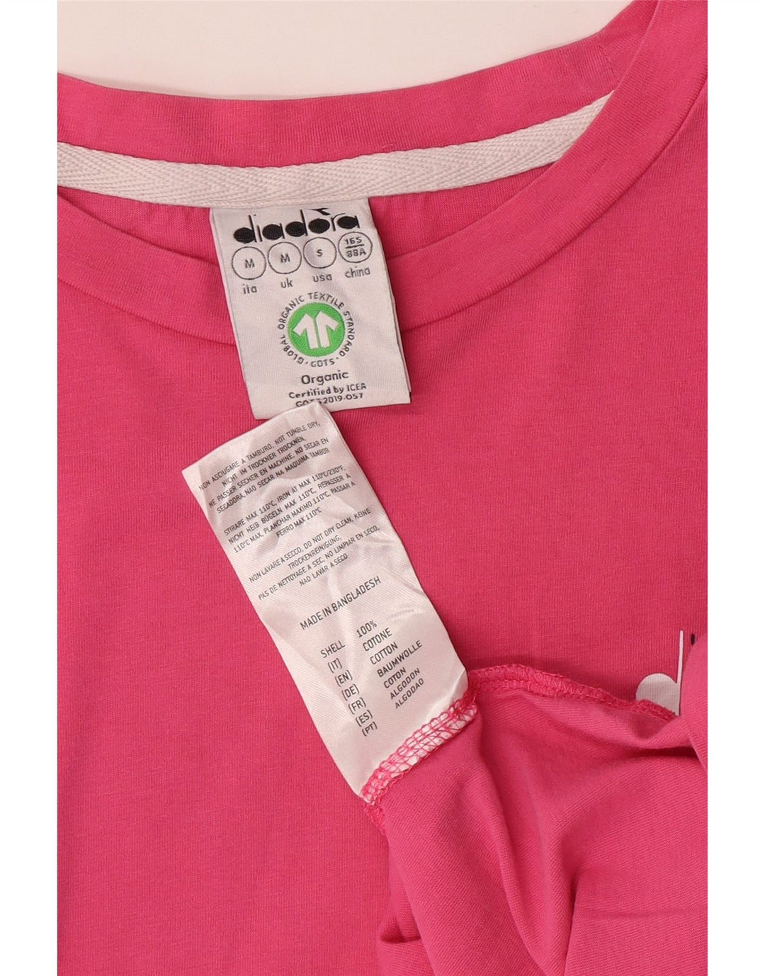 DIADORA Camiseta de Mujer Top ES 44 Algodón de Rayas Rosa Mediano