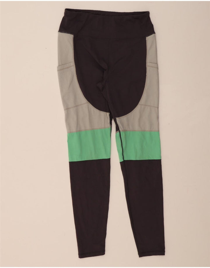 FILA Womens Leggings UK 14 Large  Black Colourblock Polyester Vintage Fila and Second-Hand Fila from Messina Hembry 