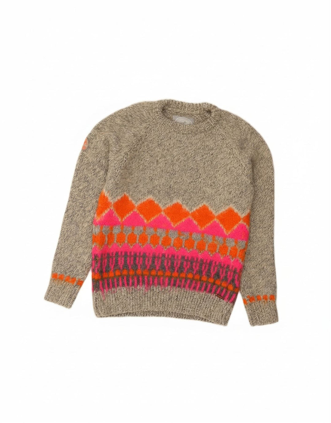 Superdry Suéter tipo jersey con cuello redondo para mujer Reino Unido 44 Gris medio Fair Isle