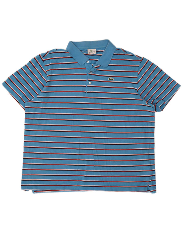 Polo Lacoste para hombre talla 8 3XL algodón a rayas azules