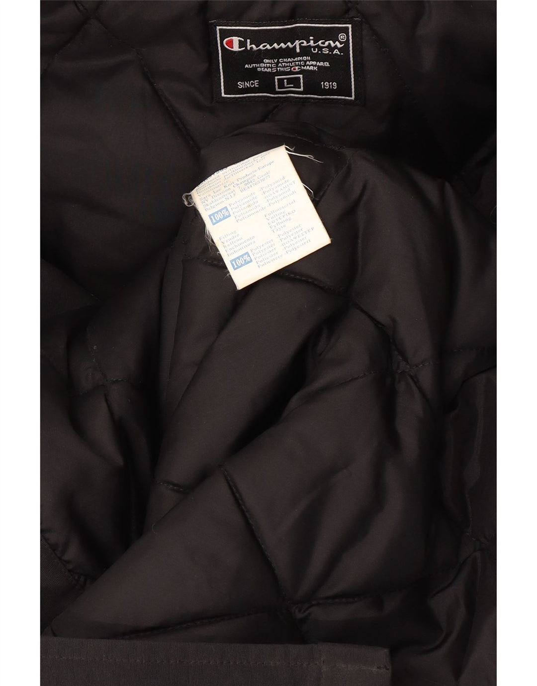 Champion Abrigo acolchado con capucha para hombre UK 40 Large Poliamida negra