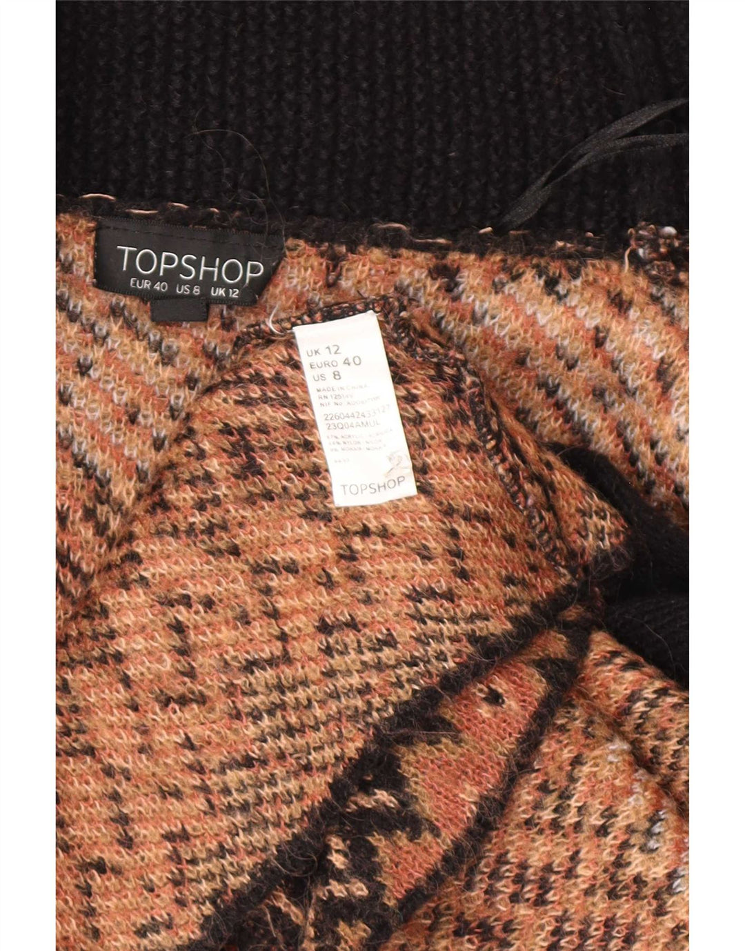 Topshop Suéter tipo cárdigan abierto de gran tamaño para mujer UK 12 Marrón medio Geométrico