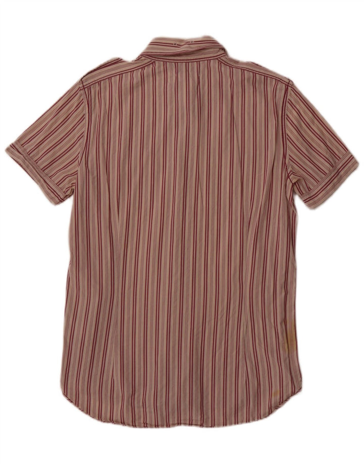 Diesel Hombre Camisa De Manga Corta De Algodón A Rayas Roja Mediana