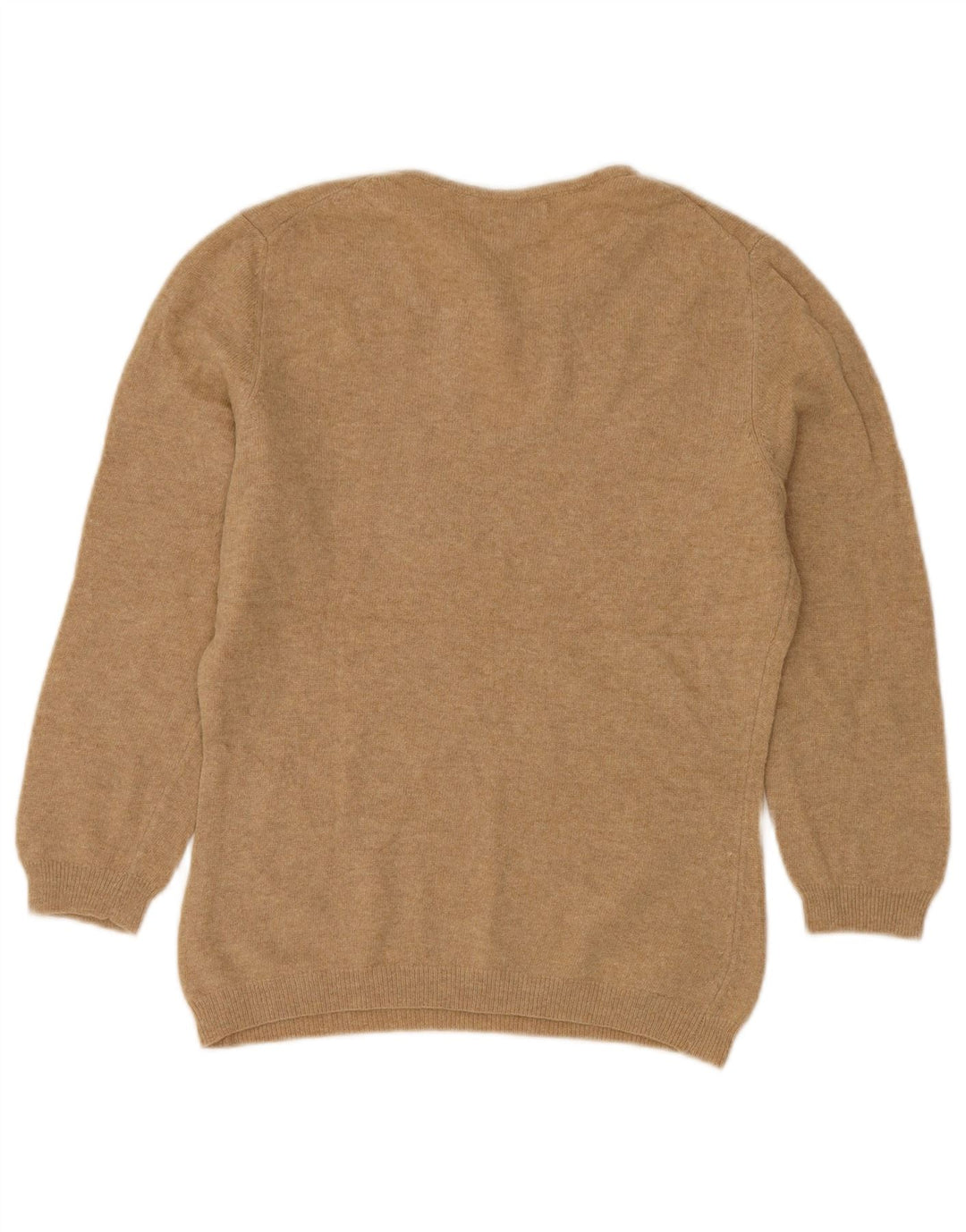 BENETTON Suéter tipo jersey con cuello barco para mujer UK 42 Lana virgen beige medio