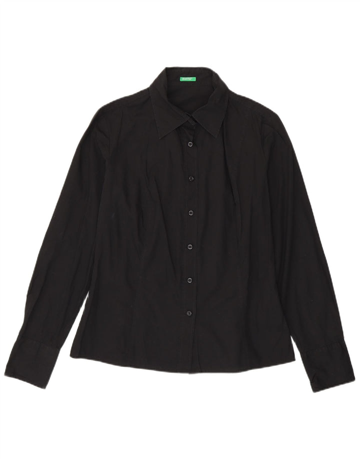 Camisa Benetton Mujer ES 46 Grande Algodón Negro