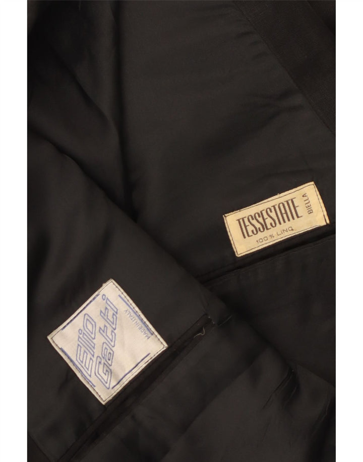 Vintage hombres doble pecho Blazer chaqueta Reino Unido 38 lino negro medio
