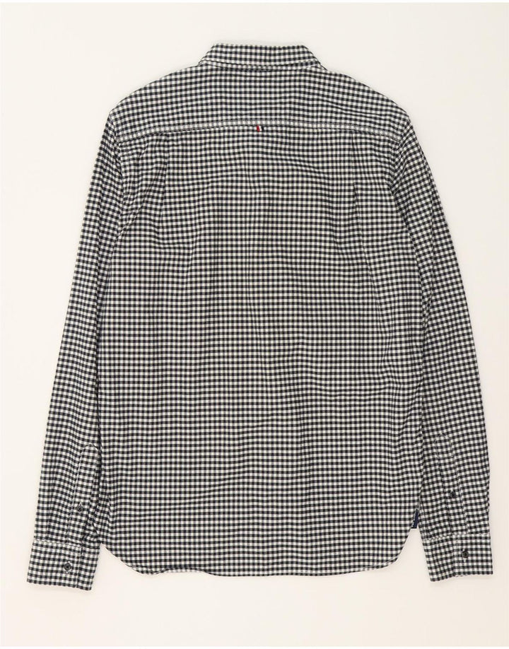 SUPERDRY Camisa para hombre grande de algodón a cuadros negro