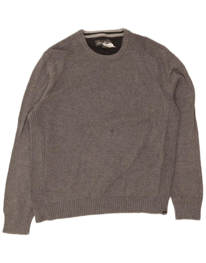 Eddie Bauer - Jersey de cuello redondo para hombre, talla grande, algodón gris