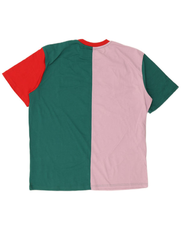 Karl Kani Hombre Camiseta gráfica Top Grande Verde Color Block Algodón