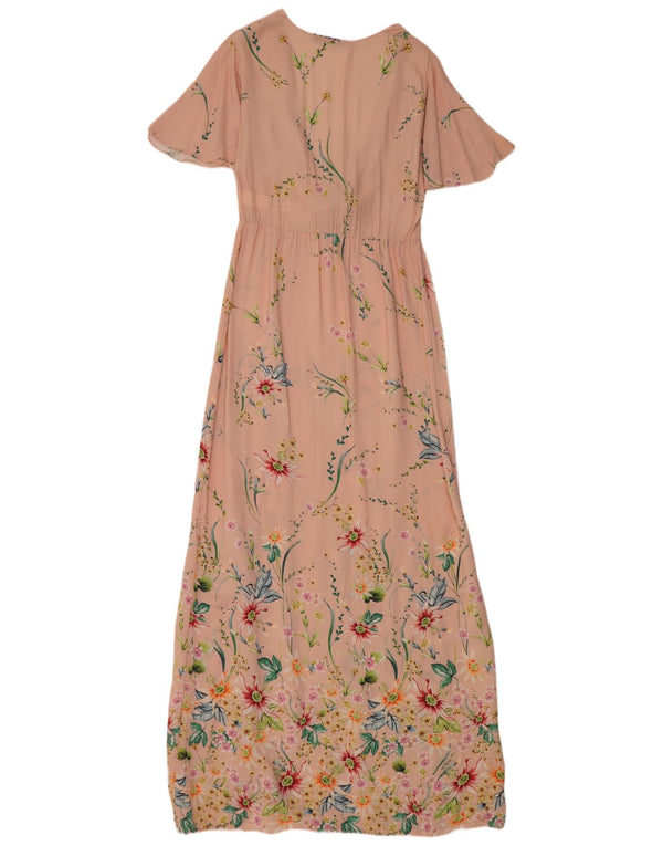 Zara Vestido largo para mujer UK 6 XS Viscosa floral rosa