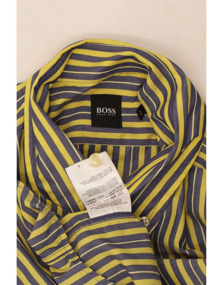 Camisa Hugo Boss Hombre 2XL Algodón Rayas Amarillas