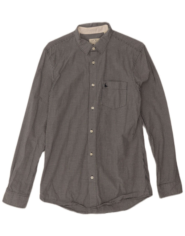 Jack Wills Camisa de corte clásico para hombre pequeña de algodón a cuadros negro
