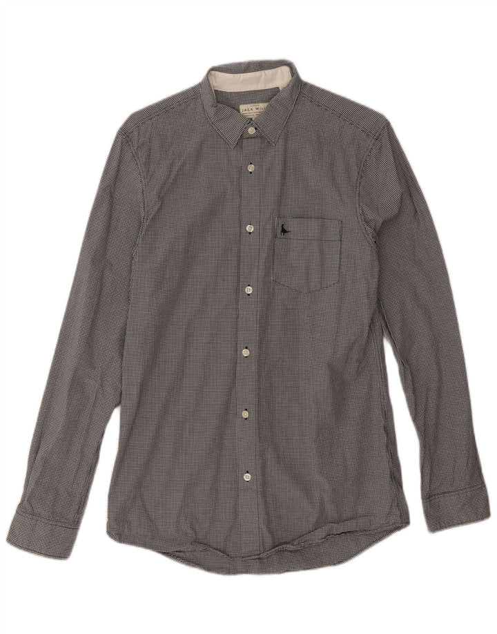 Jack Wills Camisa de corte clásico para hombre pequeña de algodón a cuadros negro