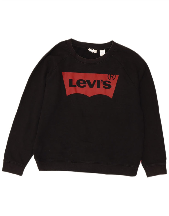 Levi's Sudadera gráfica para mujer Jumper UK 46 Large Algodón negro