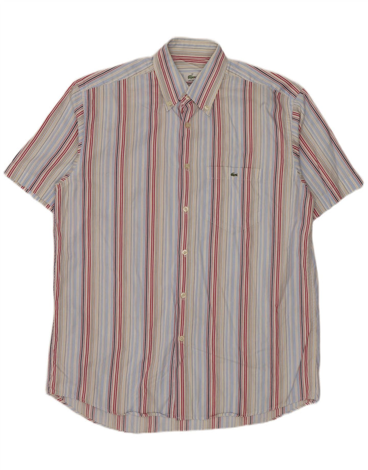 Camisa Lacoste Hombre Manga Corta Talla 39 Mediana Algodón Rayas Multicolor
