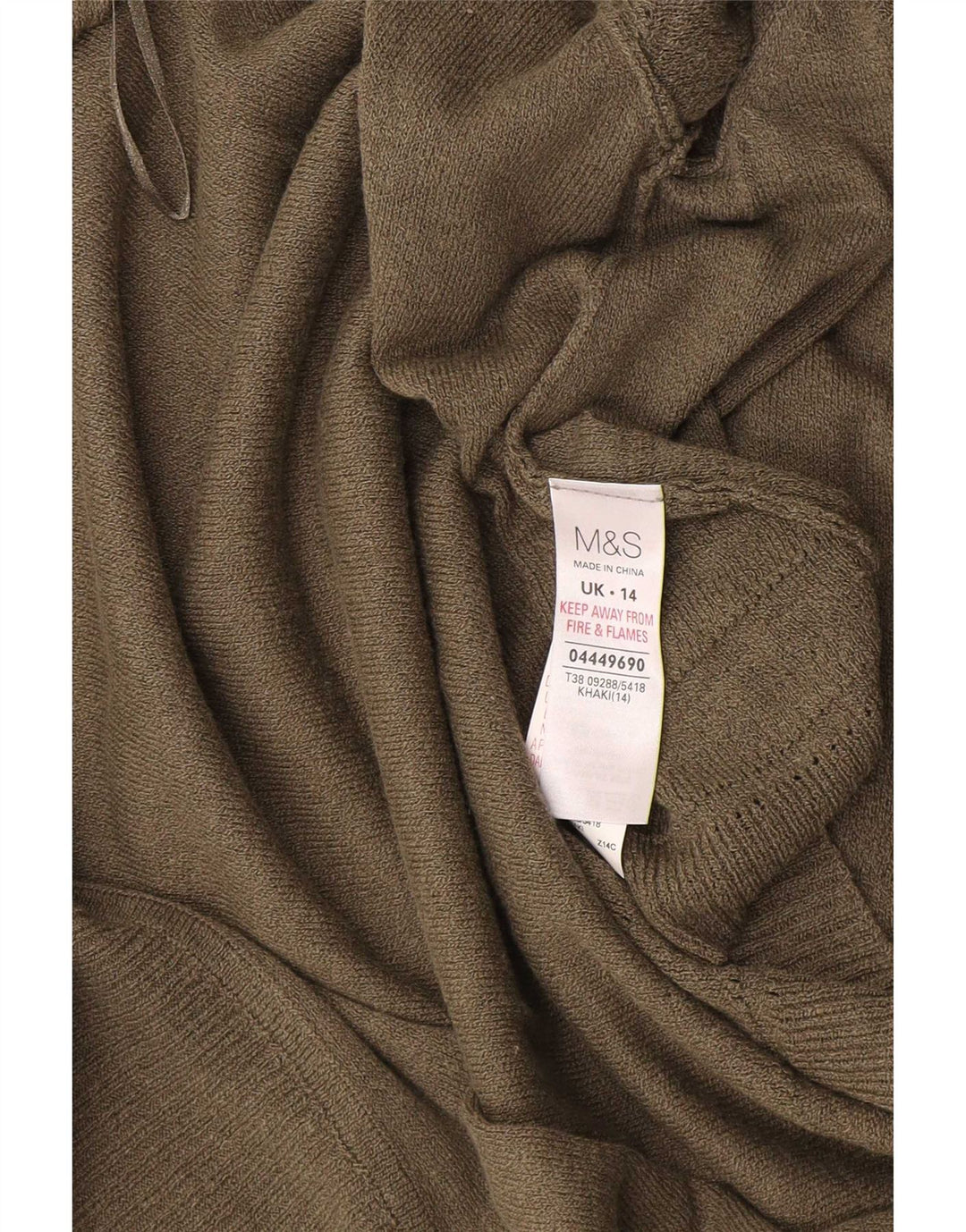 Marks & Spencer Suéter tipo cárdigan de manga corta para mujer UK 44 Medium Khaki