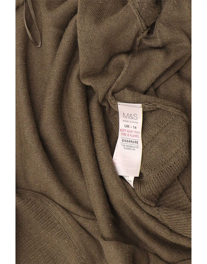 Marks & Spencer Suéter tipo cárdigan de manga corta para mujer UK 44 Medium Khaki