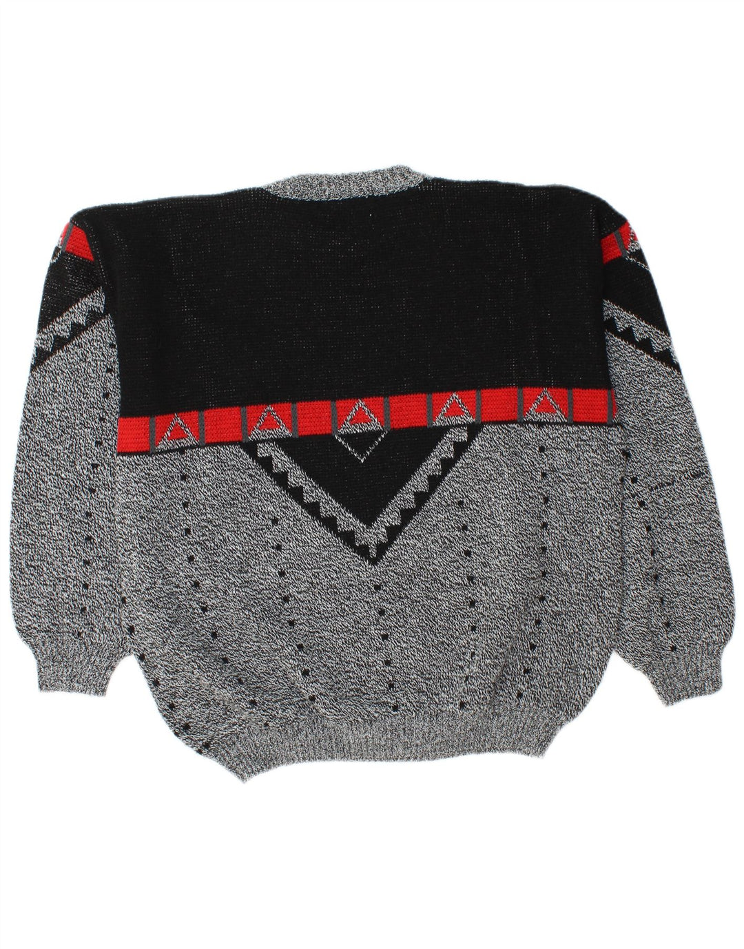 VINTAGE Hombres Crew Neck Jumper Suéter Grande Gris Colorblock