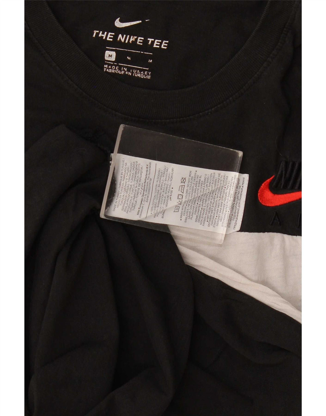 Nike Camiseta gráfica para hombre Top mediano negro de algodón con bloques de color