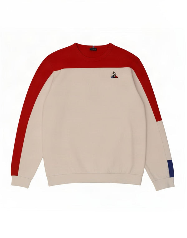 Le Coq Sportif Hombre Sudadera Jumper XL Blanco Colorblock Algodón