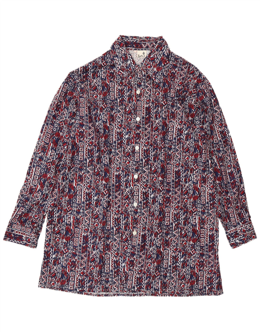 VINTAGE Camisa de hombre Talla 41 Grande Azul Marino Geométrico