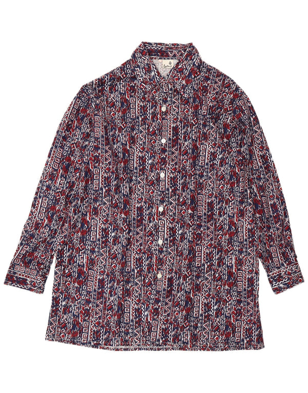 VINTAGE Camisa de hombre Talla 41 Grande Azul Marino Geométrico