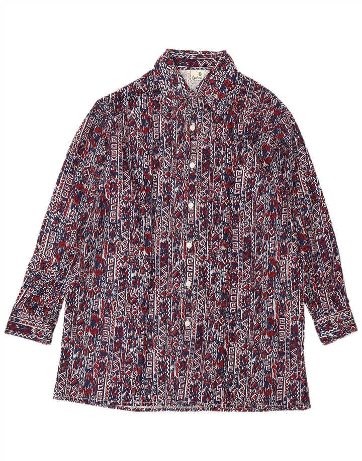 VINTAGE Camisa de hombre Talla 41 Grande Azul Marino Geométrico